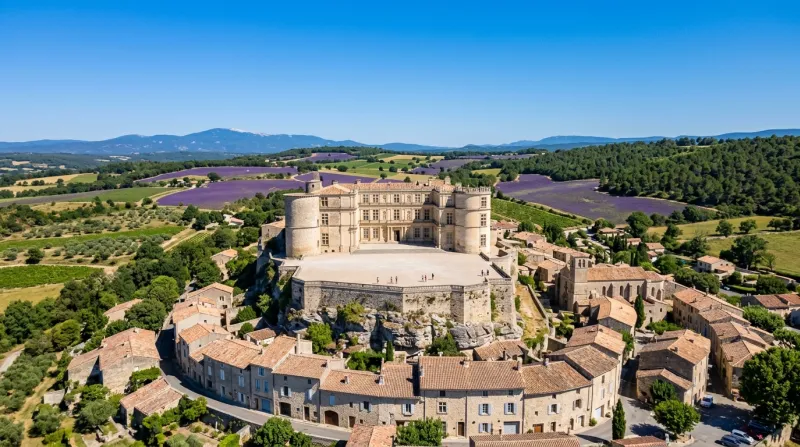 Une photo du Château de Grignan sous un ciel dégagé dans la Drôme