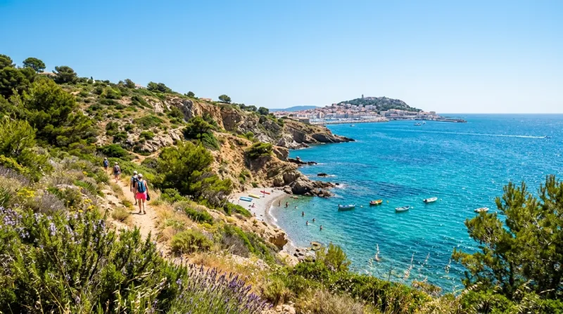 Une photo d'un paysage côtier dans l'Hérault sous un soleil éclatant