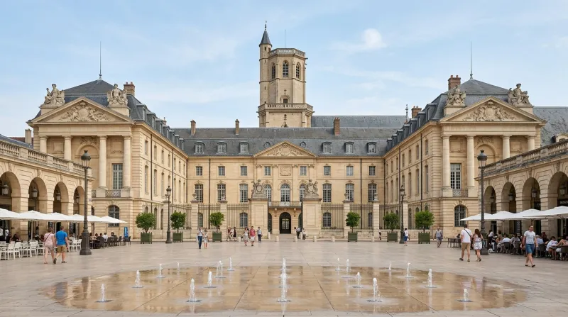 Une photo de la façade monumentale du Palais des Ducs et des États de Bourgogne à Dijon