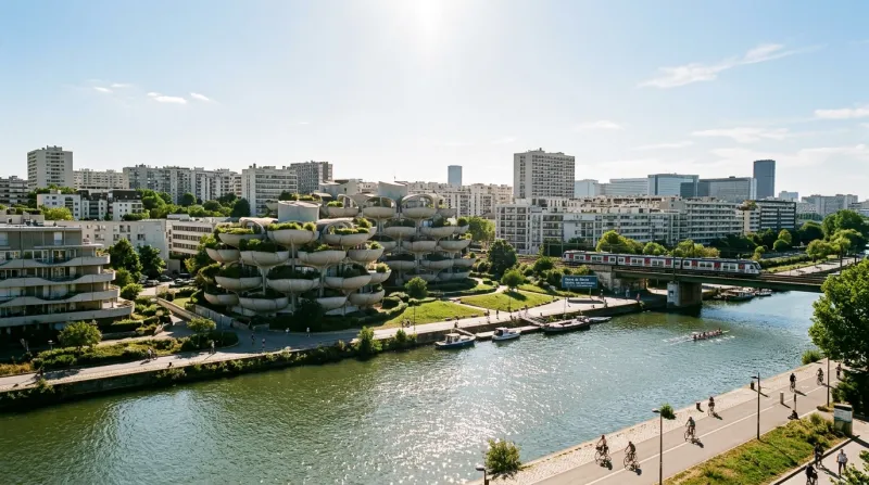 Une photo d'un paysage urbain dans le Val-de-Marne sous un soleil radieux