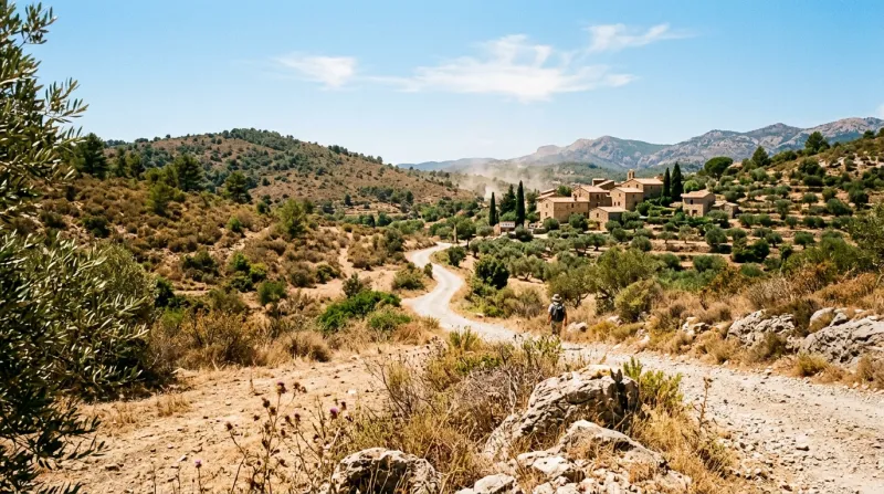Une photo d'un paysage ensoleillé dans l'arrière-pays du Var sous une chaleur intense