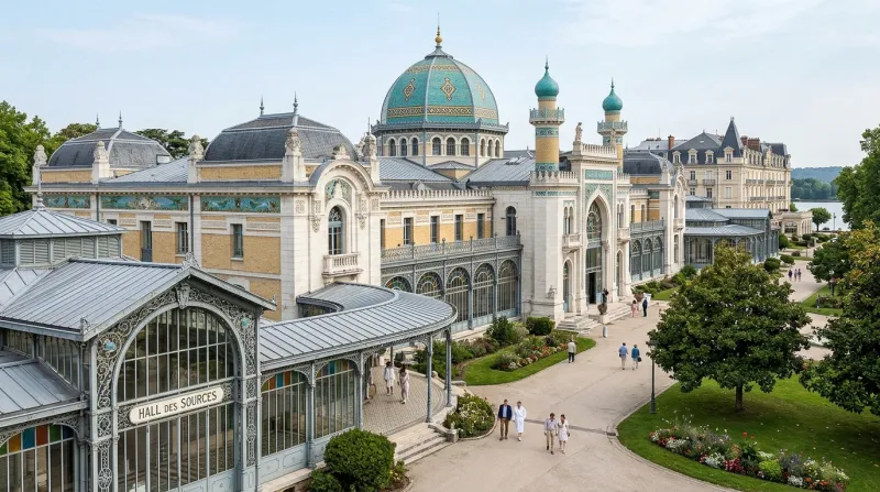 Une photo de l'architecture majestueuse des établissements thermaux de Vichy