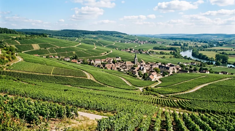 Une photo des coteaux de vignes et des paysages de Champagne