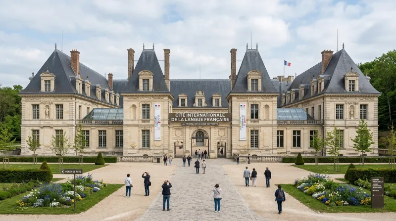 Une photo de la façade du château de Villers-Cotterêts, siège de la Cité internationale de la langue