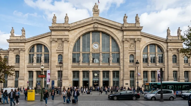 Façade historique de la Gare du Nord à Paris