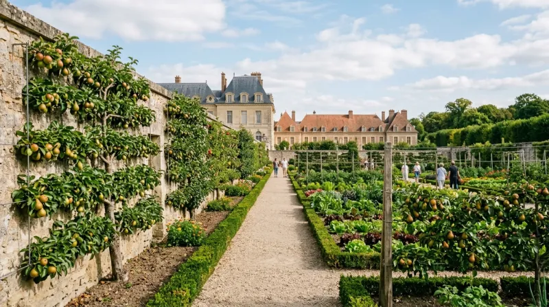 Le Potager du Roi à Versailles avec des arbres fruitiers taillés en espalier
