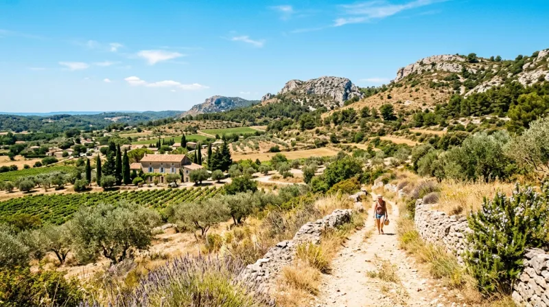 Paysage ensoleillé et chaud des Bouches-du-Rhône en été.
