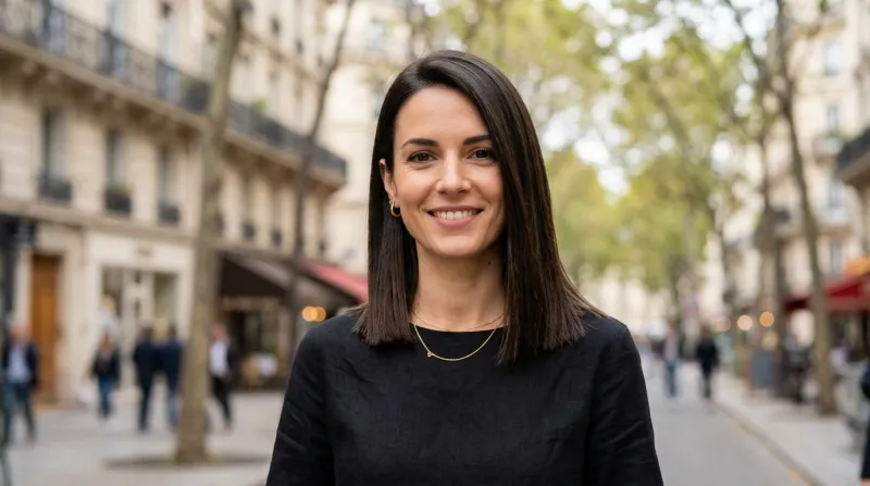Femme avec une coupe clavicut bien droite arrivant aux clavicules.