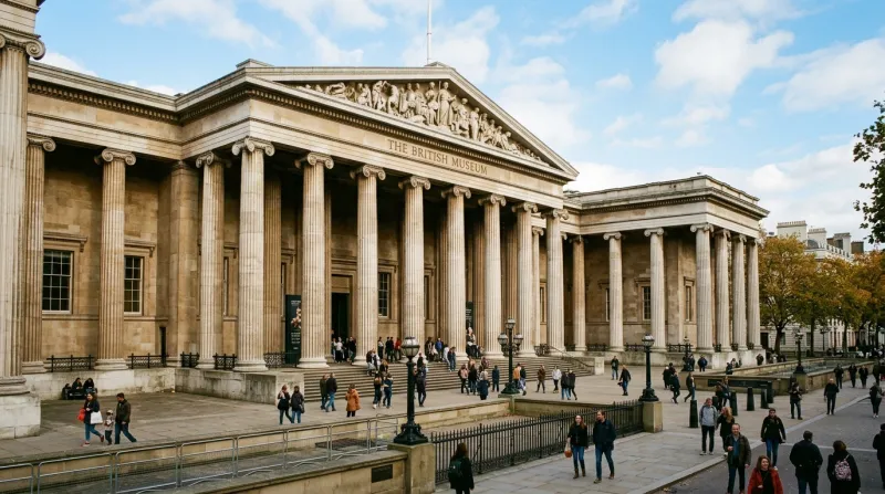 Le British Museum à Londres avec sa grande verrière.