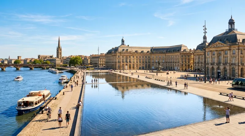 Bordeaux sous un soleil éclatant lors d'une chaude journée.