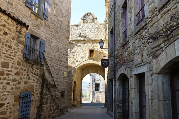 town gate, village of montpeyroux, department of puy de dome, france