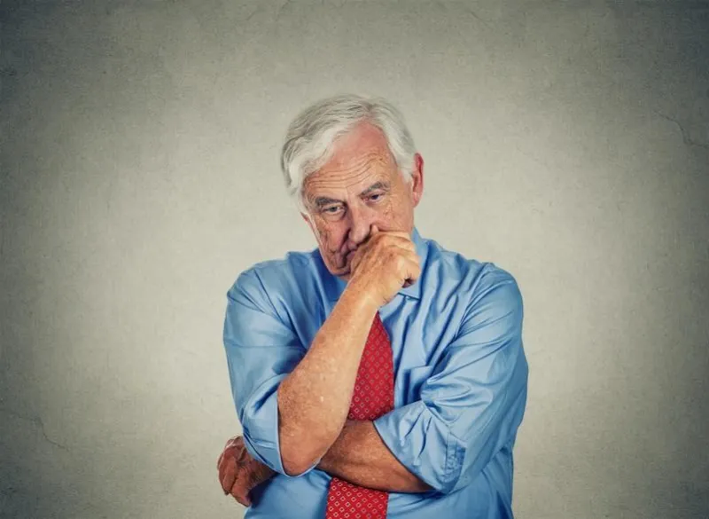 closeup sad worried senior business man