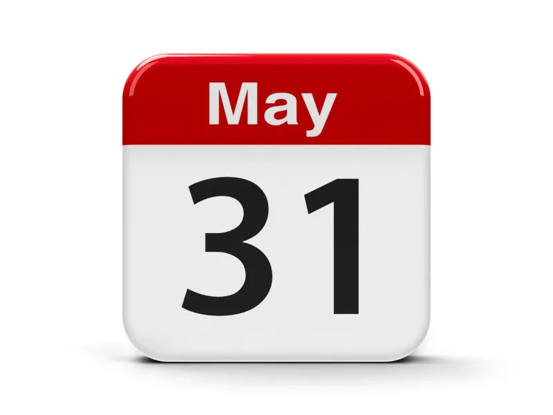 calendar web button - the thirty first of may - world no tobacco day, three-dimensional rendering, 3d illustration