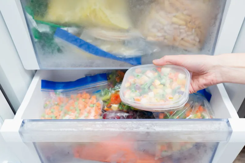 frozen vegetables in a plastic bag healthy food storage concept