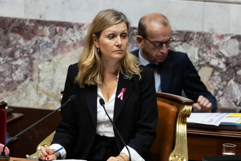 la présidente de l'assemblée nationale yael braun-pivet lors d'une séance de questions au gouvernement à l'assemblée nationale française à paris le 3 octobre 2023 photo par raphael lafargue abacapresscom