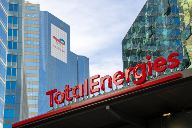 paris-la défense, france, march 14, 2022  exterior view of the tower housing the headquarters of the oil company totalenergies, formerly known as total