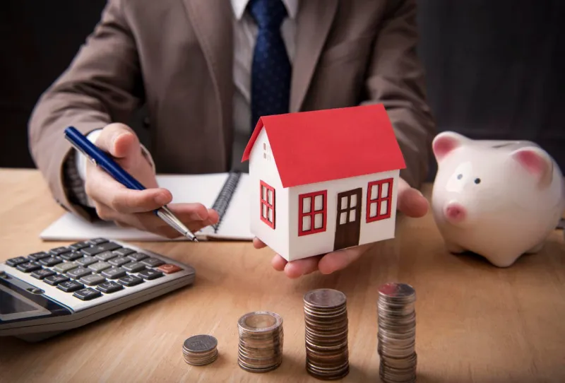 businessman agent offer sale home concept marketing house property