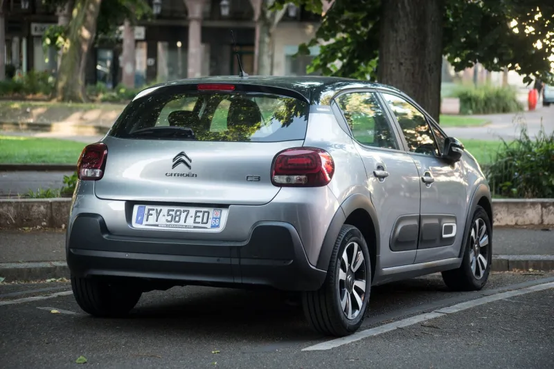 mulhouse - france - 27 may 2022 - rear view of grey citroen c3 air cross parked in the street