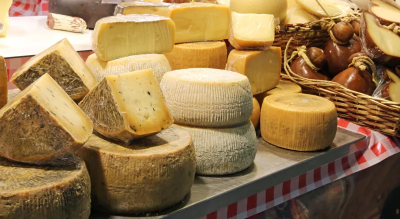 pecorino cheese and more italian foods for sale at local market