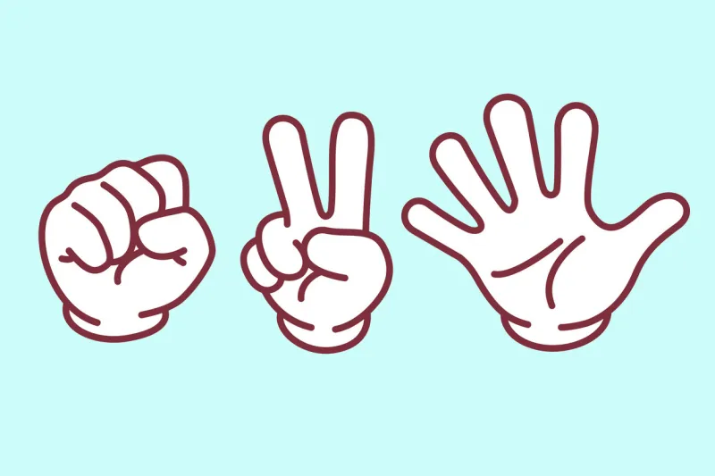 rock paper scissors　hand sign set, vector illustration