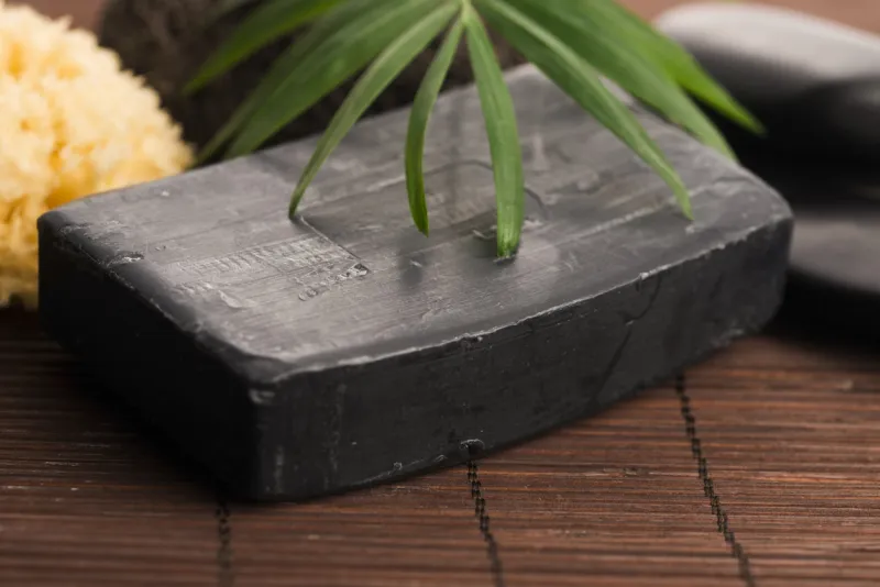 block of natural carbon soap