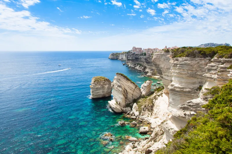 view of bonifacio old town, corsica, france