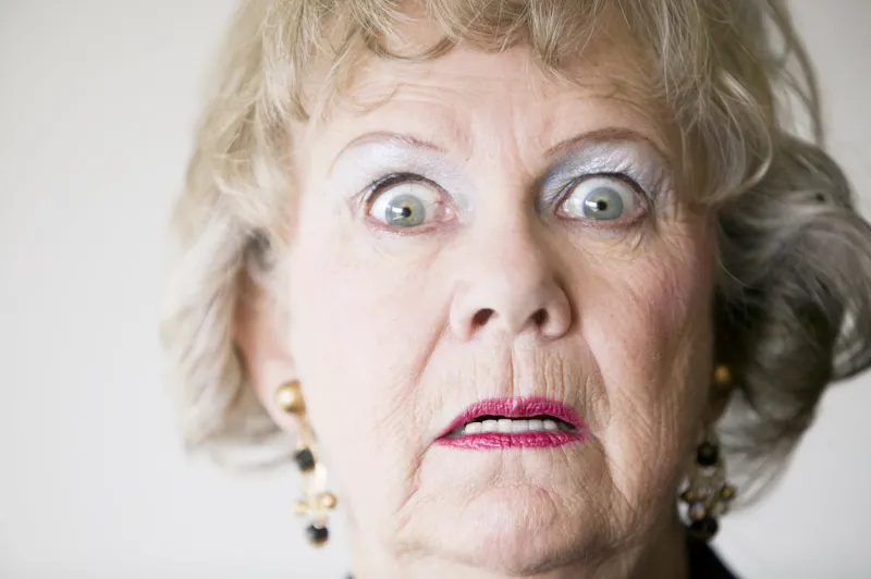horrified senior woman