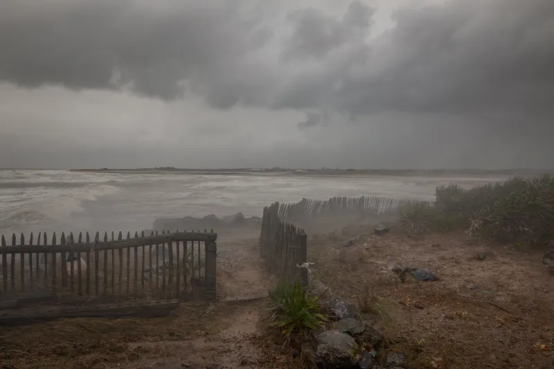 view of the entrance to the haven of blainville sur mer during storm ciaran while the winds were still blowing at 140 km h around 10 am on november 2