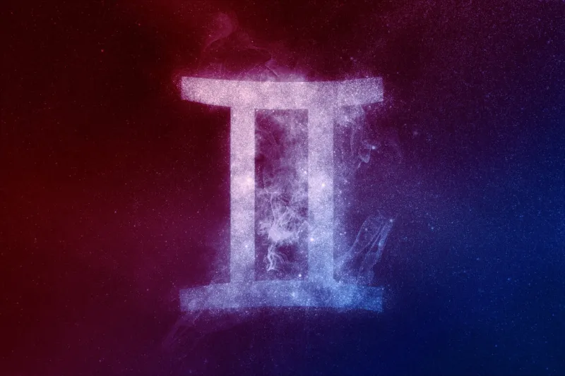 gemini zodiac sign red blue abstract night sky background