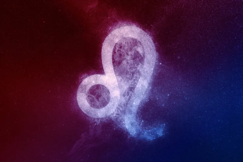 leo zodiac sign red blue abstract night sky background