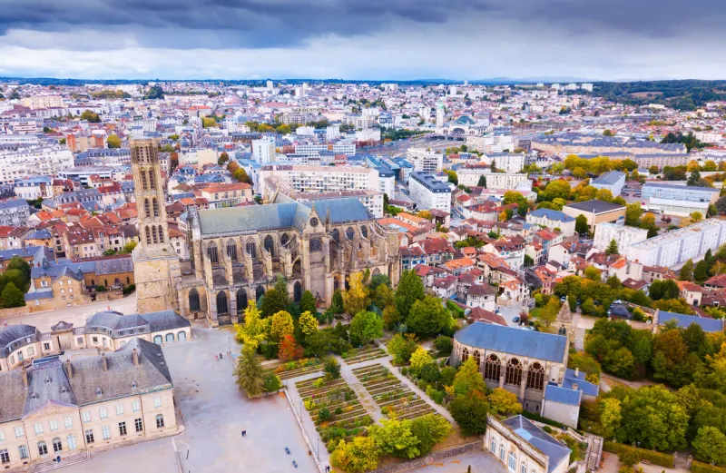 aerial view of saint-etienne cathedral in limoges, france