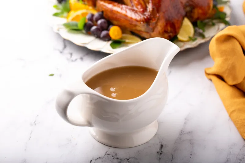 homemade turkey gravy for thanksgiving or christmas dinner