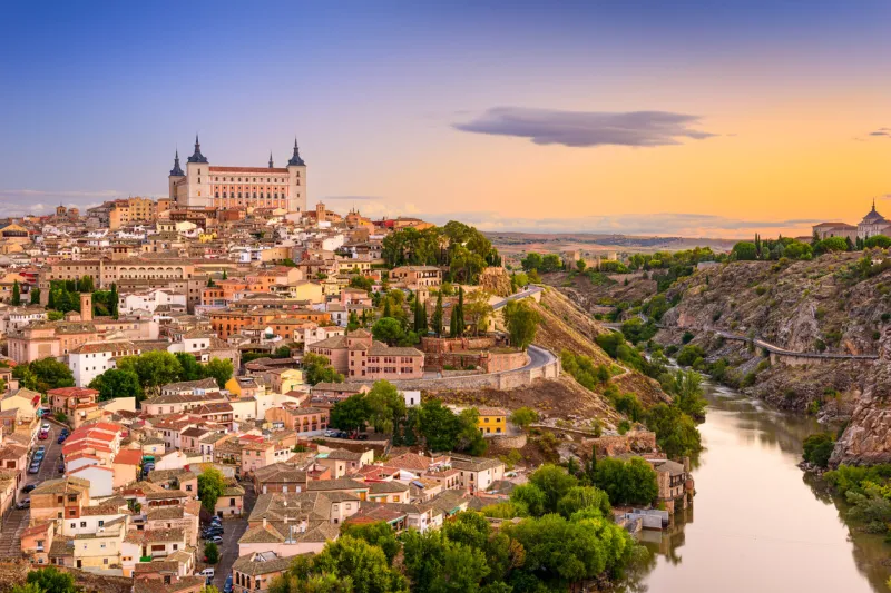 toledo, spain old city over the tagus river