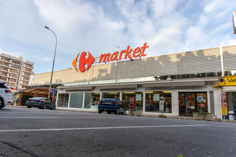 entrance of carrefour market in gandia beach