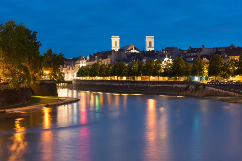 view of besancon in a summer night