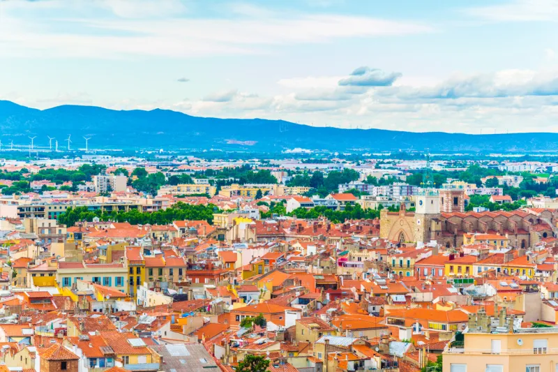 aerial view of perpignan, france