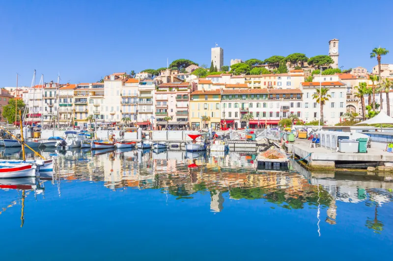 view of the old port of cannes, france