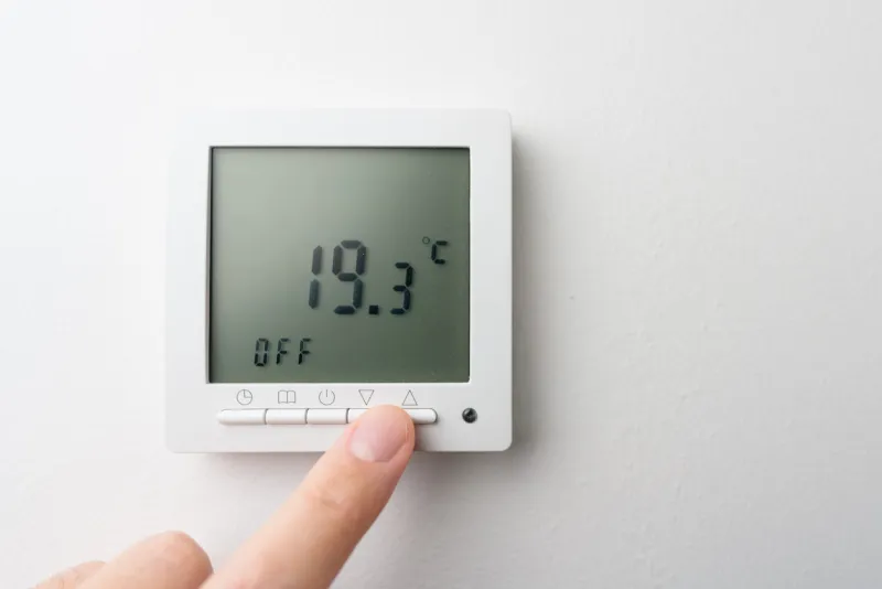 smart home heater thermostat set to 19 degrees celsius