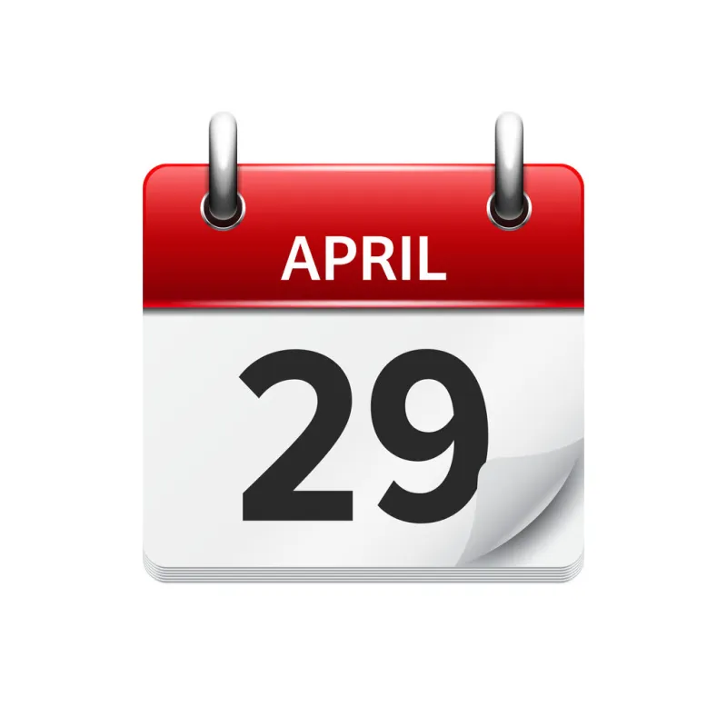 april 29 vector flat daily calendar icon date and time, day, month holiday