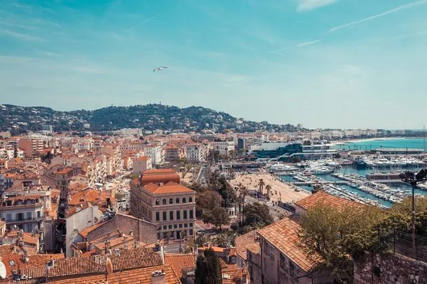 panorama of cannes, cote d'azur, france, south europe nice city and luxury resort of french riviera famous tourist destination with nice beach and promenade de la croisette on mediterranean sea