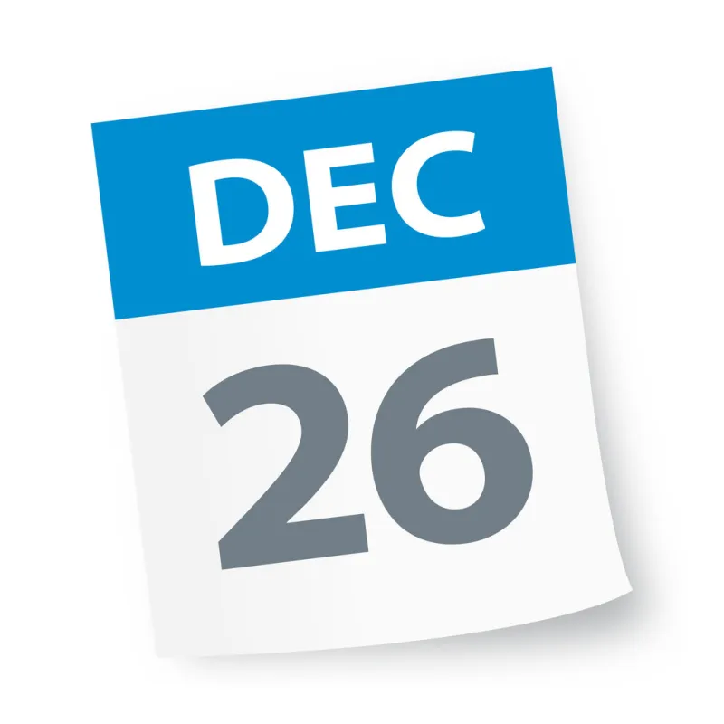 december 26 - calendar icon - vector illustration