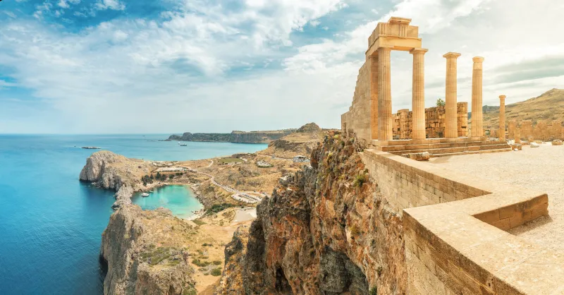 famous tourist attraction - acropolis of lindos ancient architecture of greece travel destinations of rhodes island