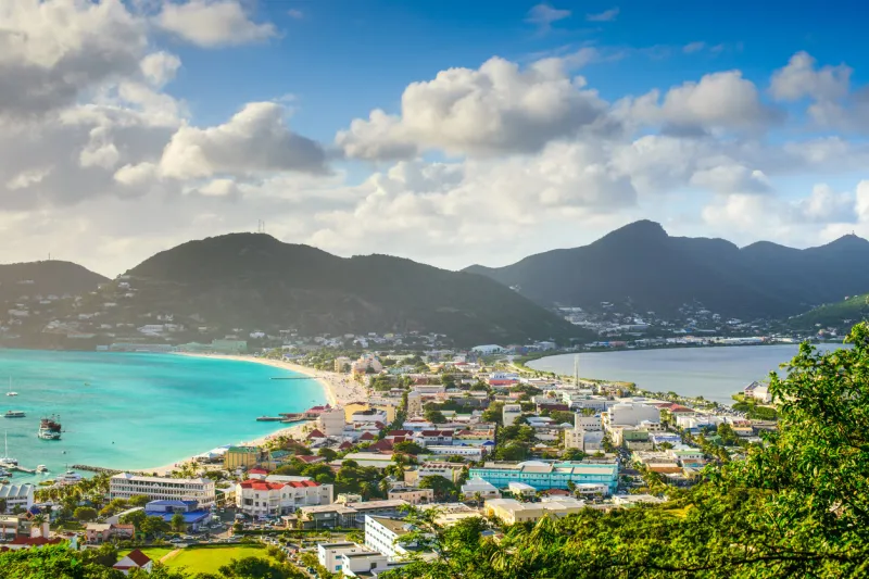 philipsburg, sint maarten, cityscape at the great salt pond