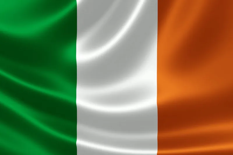close-up of the flag of republic of ireland on satin texture
