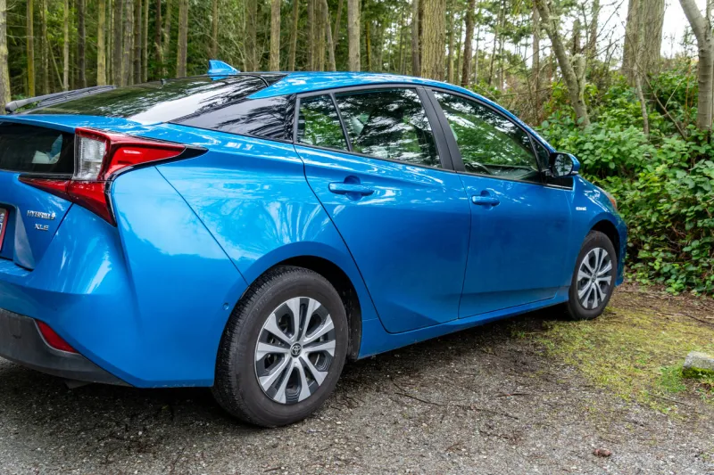 whidbey island, wa - usa - 02 24 2021  toyota prius hybrid car at fort ebey state park