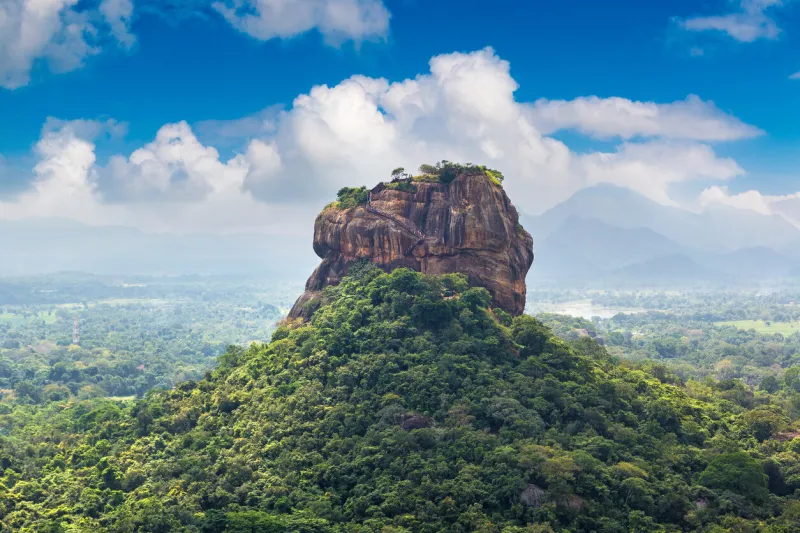 lion rock in sigiriya in a sunny day, sri lanka