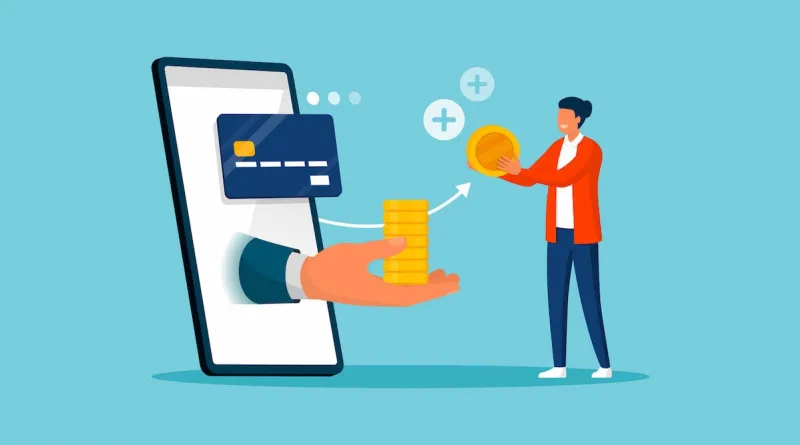 customer making credit card payments and receiving cash back money