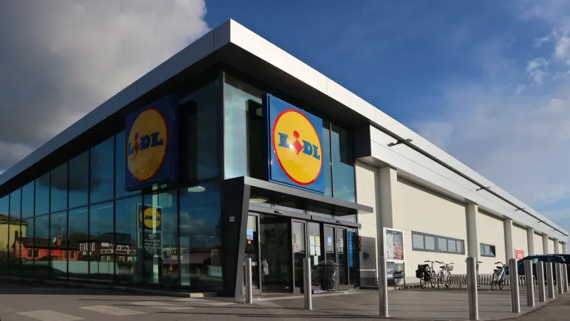 udine, italy october 27, 2020 lidl store recently opened in the city lidl is a german global discount supermarket chain
