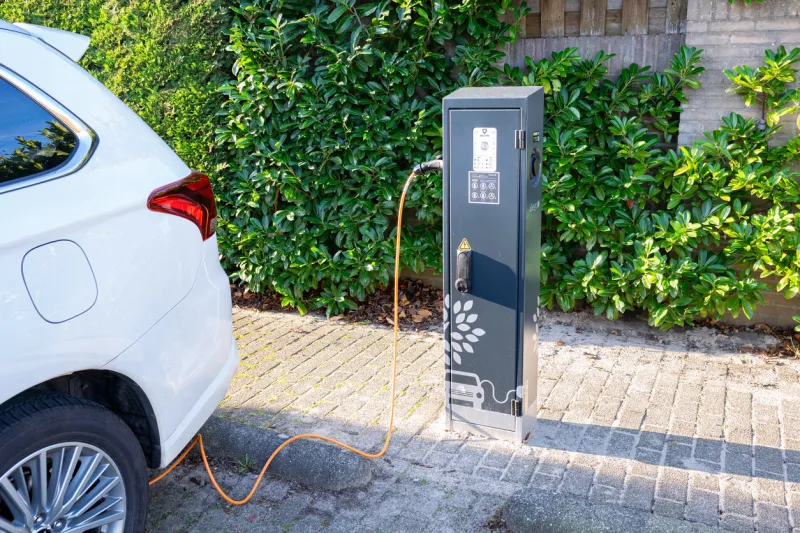 waddinxveen, netherlands - november 2020  charging point for electric cars in a residential area