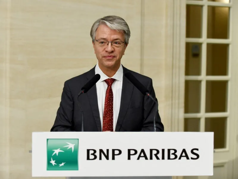 french banking giant bnp paribas director and chief executive officer (ceo) jean-laurent bonnafe presents the bank's results for the second quarter of 2018 during a press conference in paris on august 1, 2018 (photo by eric piermont   afp)